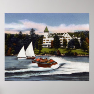 Póster Canotaje de Nápoles Maine en el lago largo