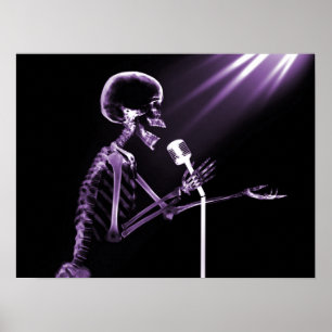 PÓSTER CANTANDO DE SKELETON DE RAYO X EN MIC RETRO - PURP