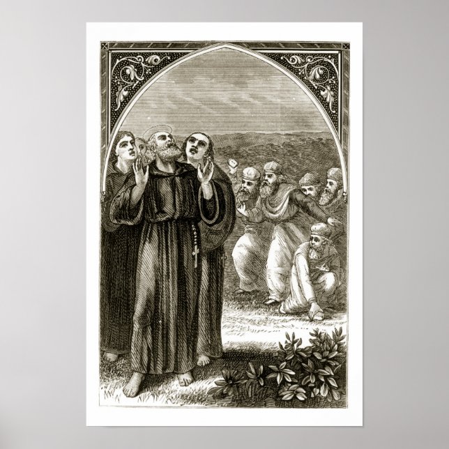 Póster Cantando San Columba, y atacado por los druidas, (Frente)