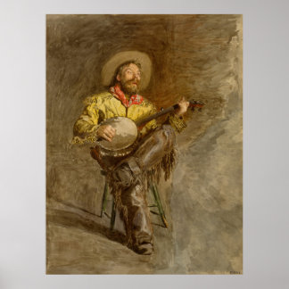 Póster Cantando Vaquero Español con Canción Vaquera Tocan