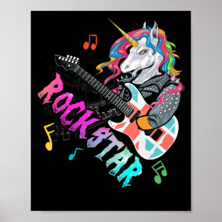 Póster Cantante musical Guitar Rockin, estrella de rock d