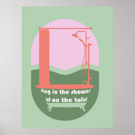 Póster Cantar En La Ducha Gracioso Baño Pared Art