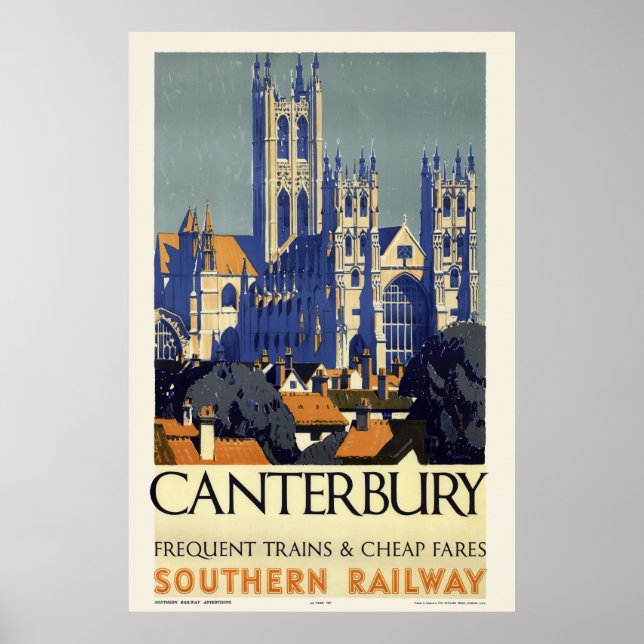Póster Canterbury UK Vintage Poster 1937 (Frente)