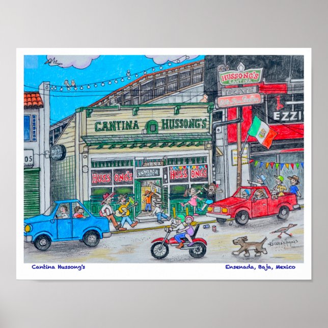 Póster Cantina, canciones de Hussong (Frente)