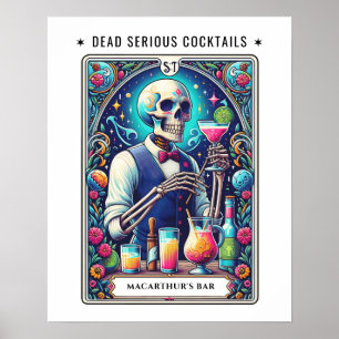Póster Cantinero de Tarot Bar Cocteles Totalmente Serios 