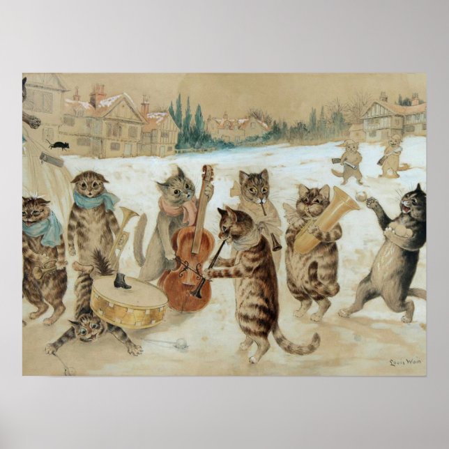 Póster Canto de gatos Carol por Louis Wain (Frente)