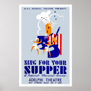 Póster Canto De La Cena Musical 1939 WPA