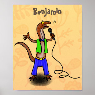 Póster Canto gracioso de lagarto con personalizado de mic