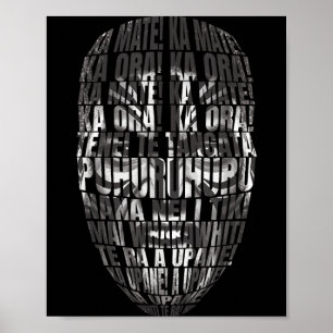 Póster canto haka neozelandés rugby nueva zelanda 