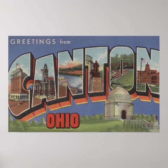 Póster Cantón, OhioEscenas de letras grandesCantón, OH (Frente)