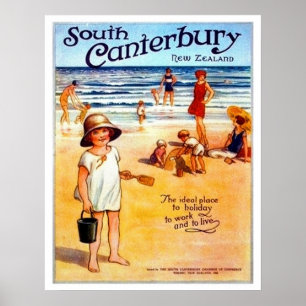 Póster Cantorbery del sur, Nueva Zelanda, gente en la