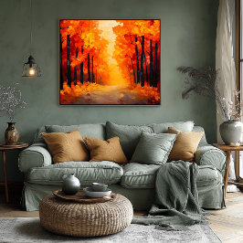 Póster Canvas de senderos forestales otoñales - Paisaje o
