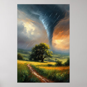 Póster Canvas del caos, majestuoso tornado