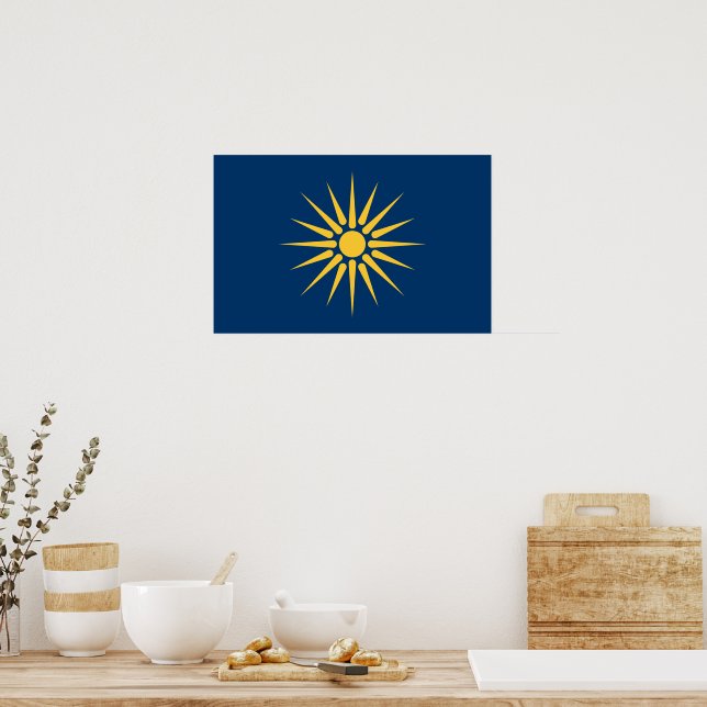 Póster Canvas Print with Flag of Macedonia, Greece (Cocina)