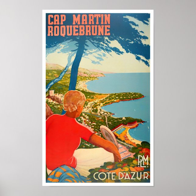 Póster Cap Martin Roquebrune Francia Viaje vintage (Frente)