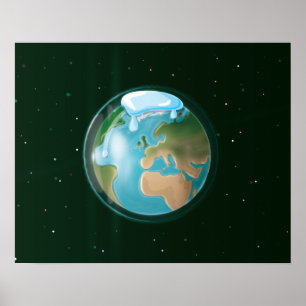 Póster Capa de Hielo Derretida del Planeta Tierra.