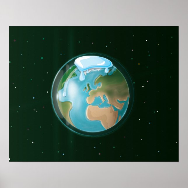 Póster Capa de Hielo Derretida del Planeta Tierra. (Frente)
