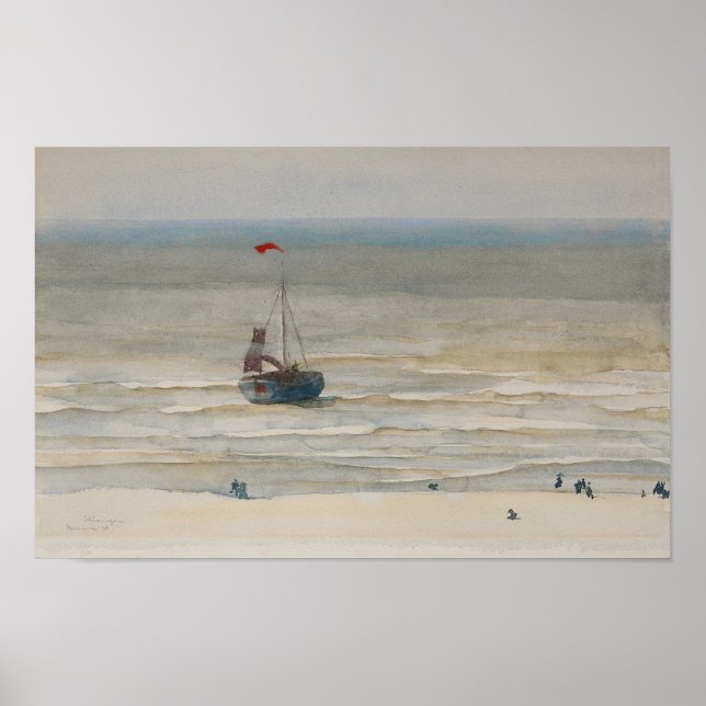 Póster Capa de mar. acuarela de época (Frente)