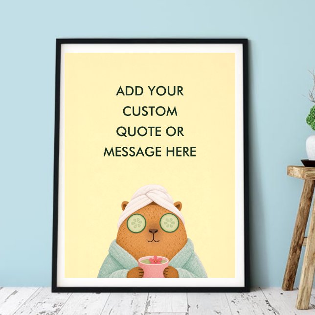 Póster Capa de spa de capybara con cita personalizada Gra (Custom Quote Custom Quote Spa Capybara Cute Self Care Funny Animal Wall Art -Create Your Own Quate)