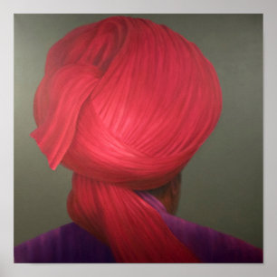 Póster Capa roja de la púrpura del turbante