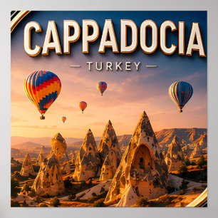 Póster Capadocia Turquía Valles Antiguos Viaje Escénico