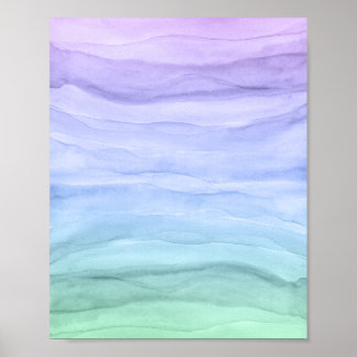 Póster Capas de acuarela abstractas Ombre azul