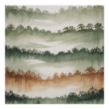 Capas de bosques polvorientos - Paisaje acuático