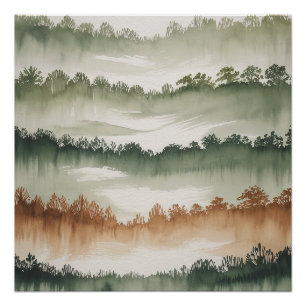 Póster Capas de bosques polvorientos - Paisaje acuático