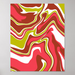 Póster Capas de Color Fluyente en Rojo, Verde Oliva y Bla