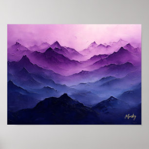 Póster Capas de Montaña Púrpura – Paisaje Púrpura Abstrac