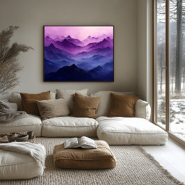 Póster Capas de Montaña Púrpura – Paisaje Púrpura Abstrac
