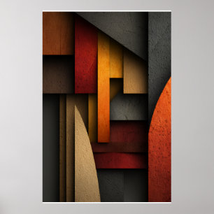 Póster Capas geométricas abstractas de tonos terrosos