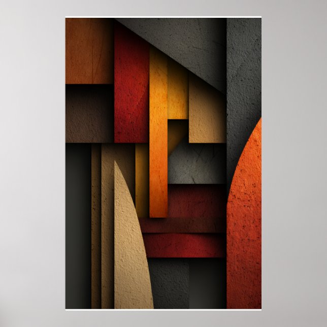 Póster Capas geométricas abstractas de tonos terrosos (Frente)