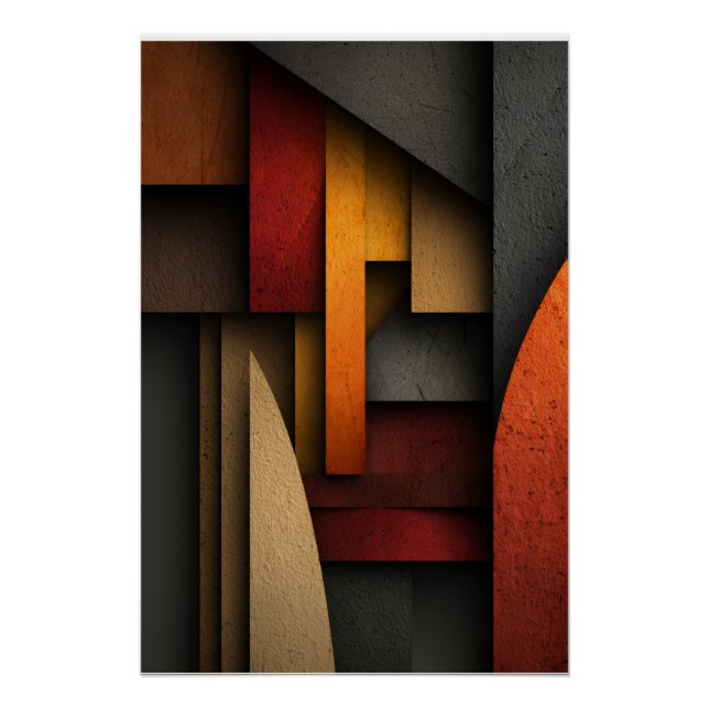 Póster Capas geométricas abstractas de tonos terrosos (Anverso)