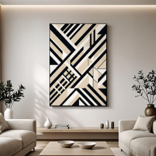 Póster Capas geométricas neutras abstractas en 3D