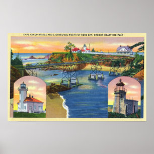 Póster Cape Arago Bridge and Lighthouse Mouth