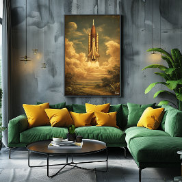 Póster Cape Canaveral Rocket – Mid-Century Retro Space