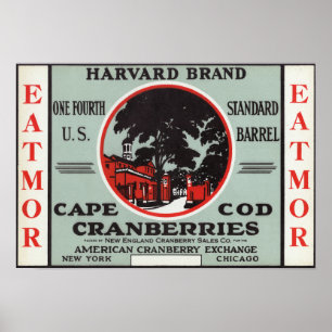 Póster Cape Cod Harvard Eatmor Cranberries Brand