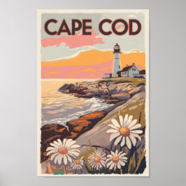 Póster Cape Cod Massachusetts Painterly Travel Art Retro