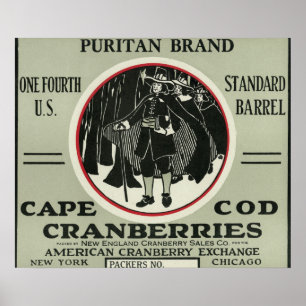 Póster Cape Cod Puritan Brand Cranberry Label