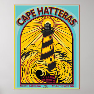 PÓSTER CAPE HATTERAS ATLÁNTICO SURFING NORTE CAROLINA