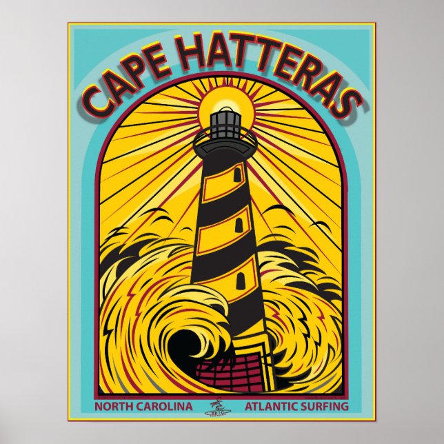 PÓSTER CAPE HATTERAS ATLÁNTICO SURFING NORTE CAROLINA (Frente)