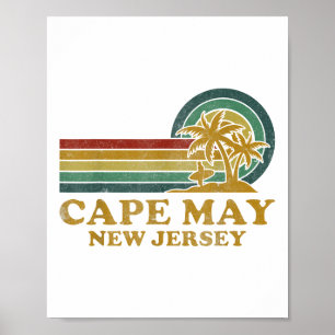 Póster Cape May Beach New Jersey Family Summer Vacation P