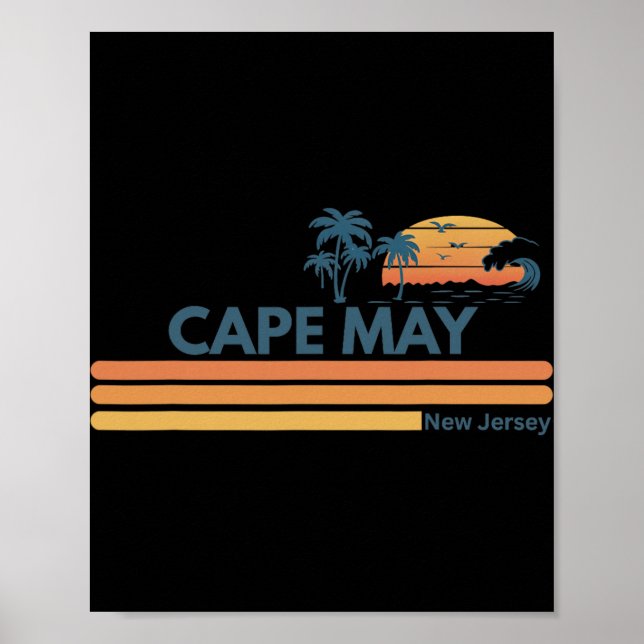Póster Cape May Beach New Jersey Summer Palm Tree Men Wom (Frente)