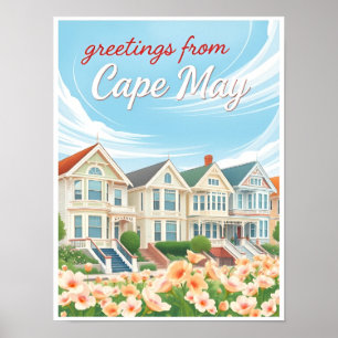 Póster Cape May, Nueva Jersey – Casas Victorianas