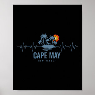 Póster Cape May Playa Nueva Jersey Vintage 80s Atardecer