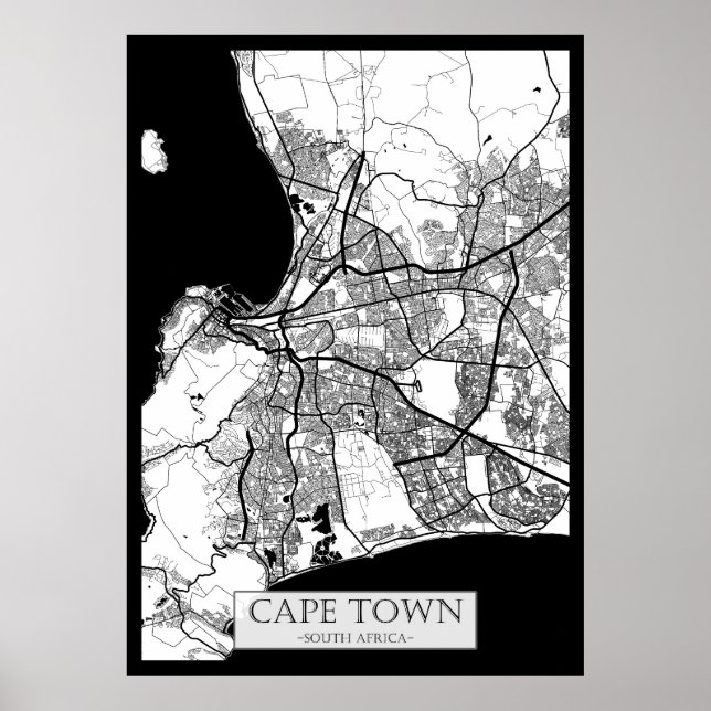 Póster Cape Town South Africa Map (Frente)