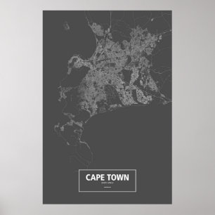 Póster Cape Town, Suráfrica (blanca en negro)