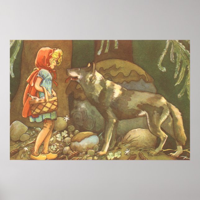 Póster Caperucita Roja, Cuento de Hadas Antiguo (Frente)