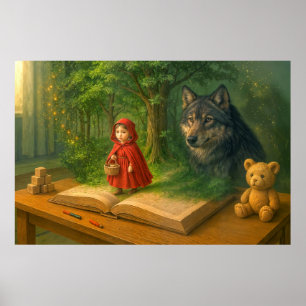 Póster Caperucita Roja en habitación mágica de niños